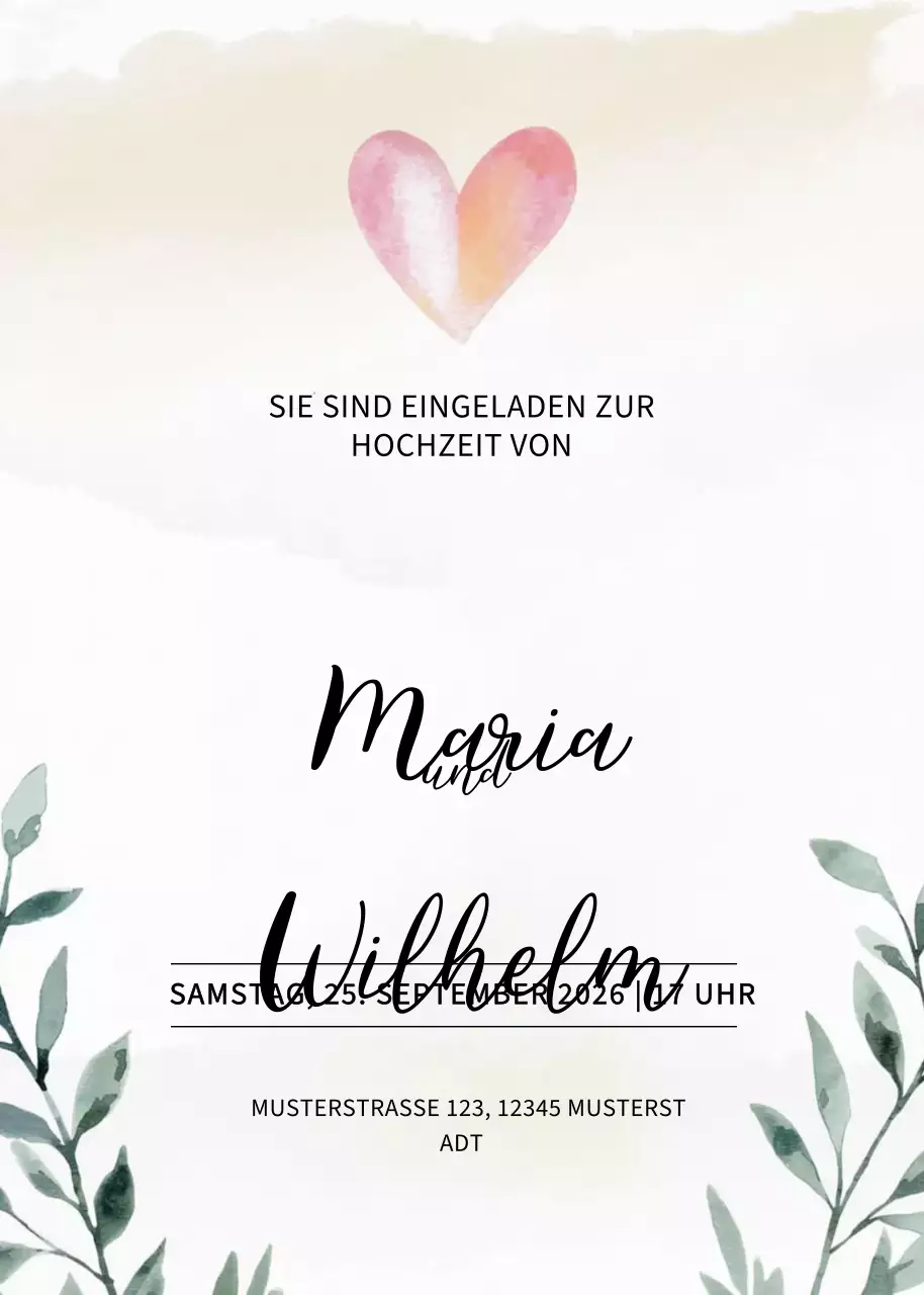 Beige Elegante Hochzeitseinladung