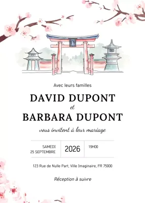 Invitation de mariage traditionnel rose