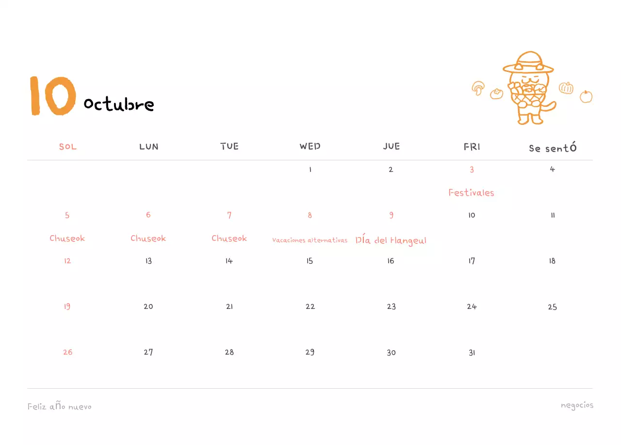 Calendario diario en marfil