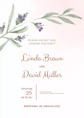 Beige Elegante Hochzeitseinladung