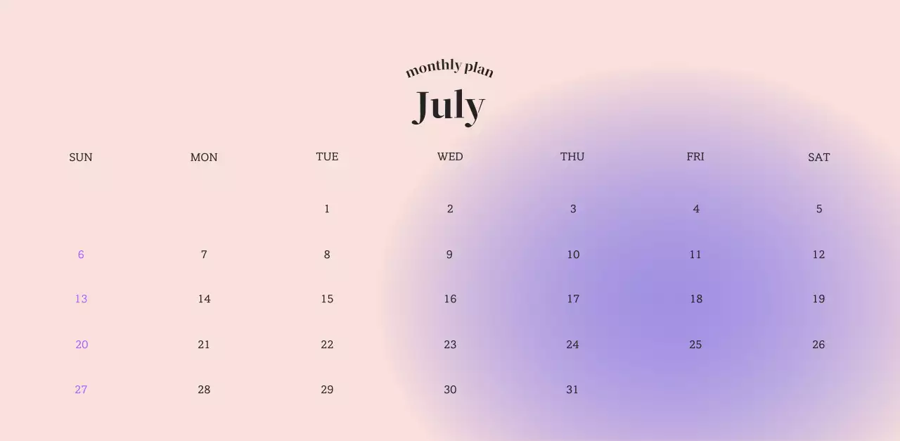 Gradient Minimalist Calendar