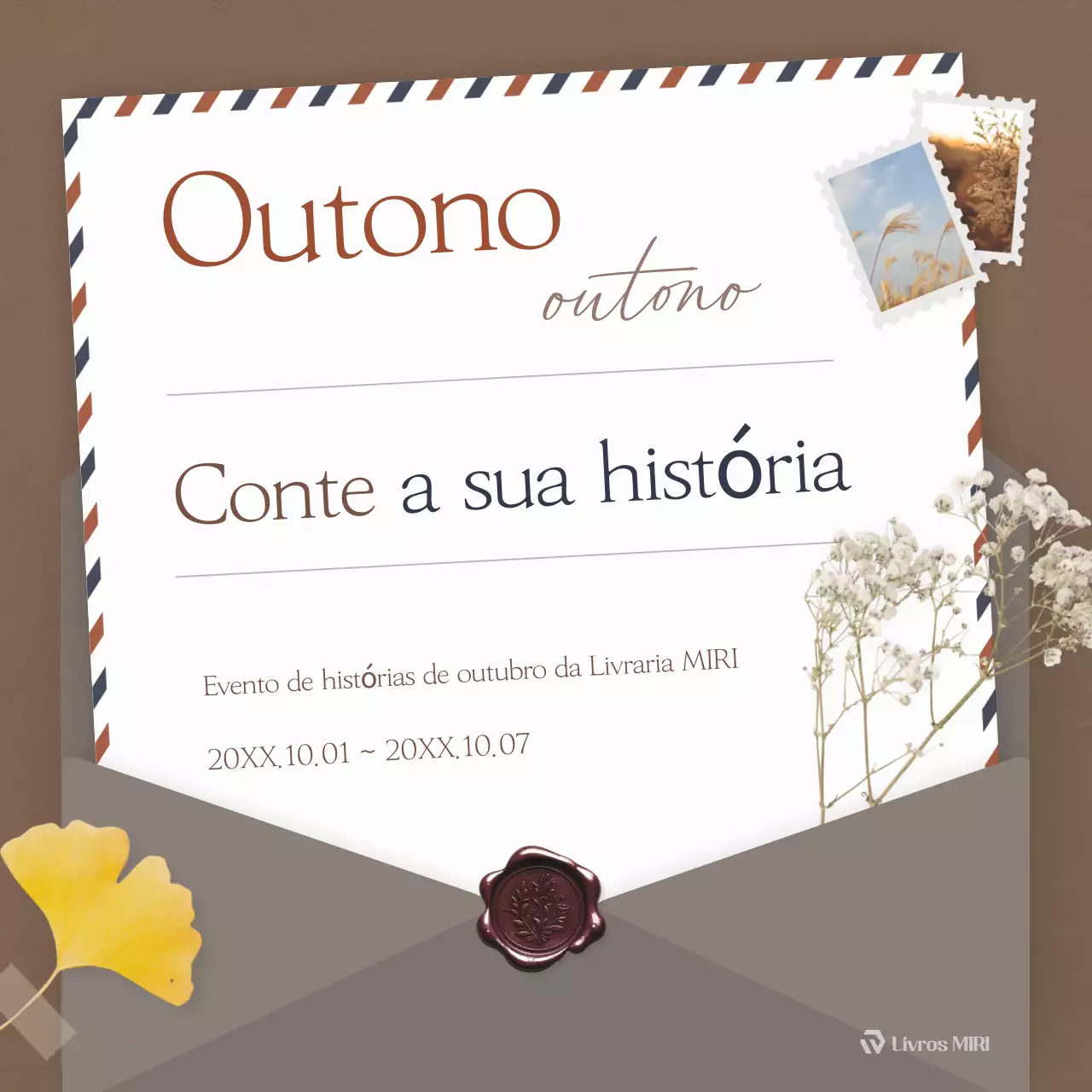 Uma simples história de outono em castanho para promover o seu evento