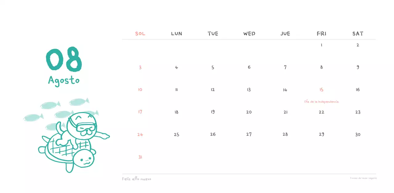 Calendario diario en marfil