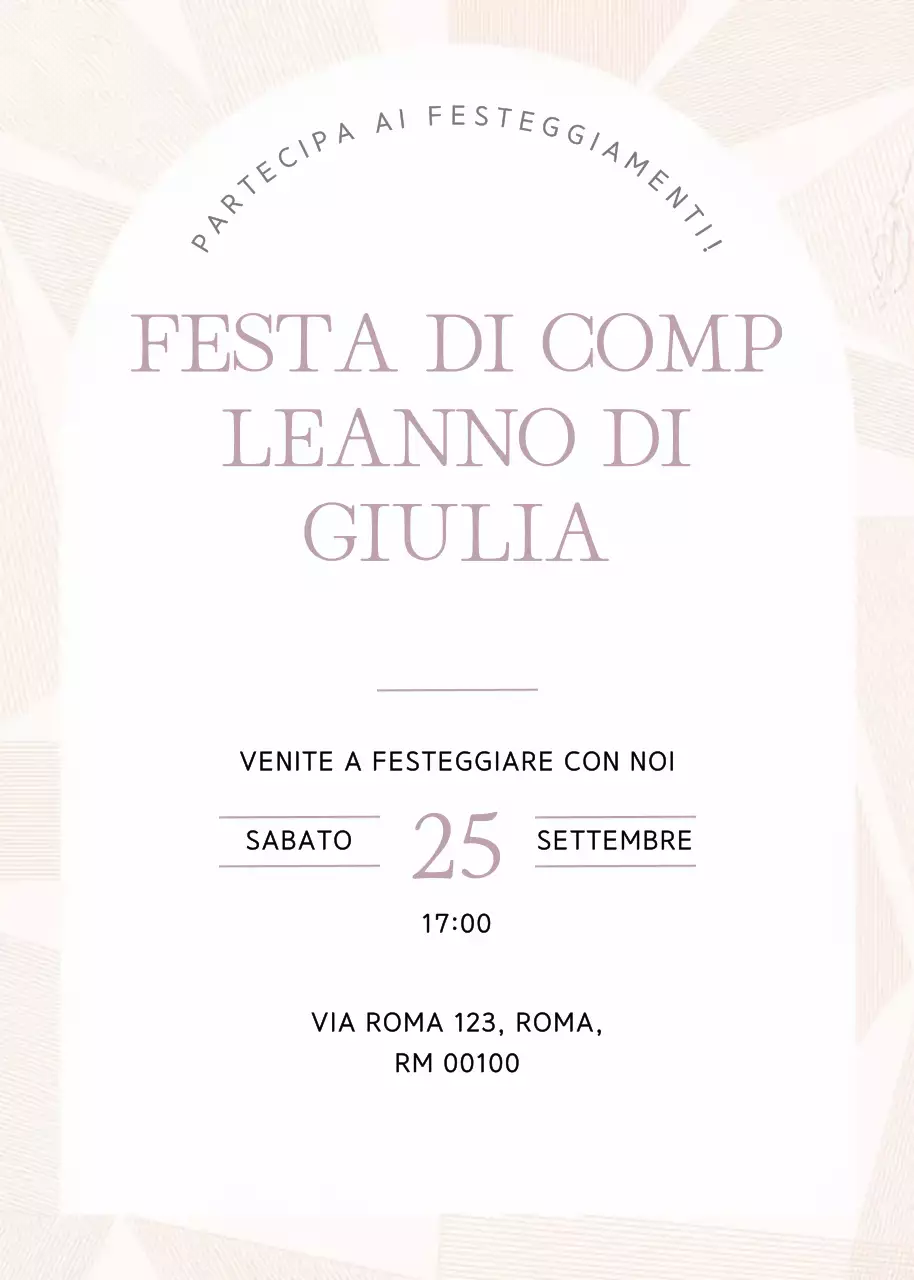Invito di compleanno elegante beige