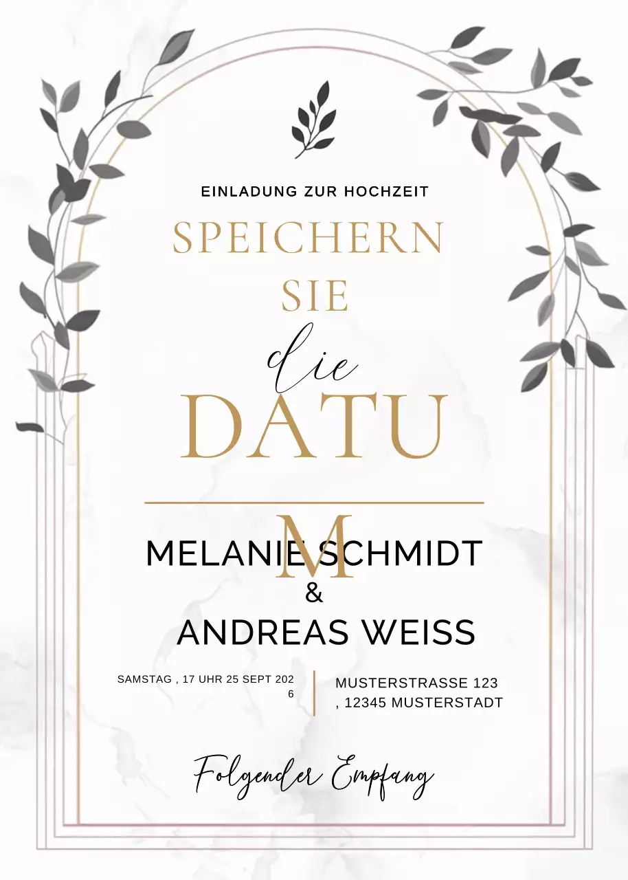 weiße elegante Hochzeitseinladung