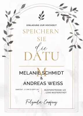 weiße elegante Hochzeitseinladung