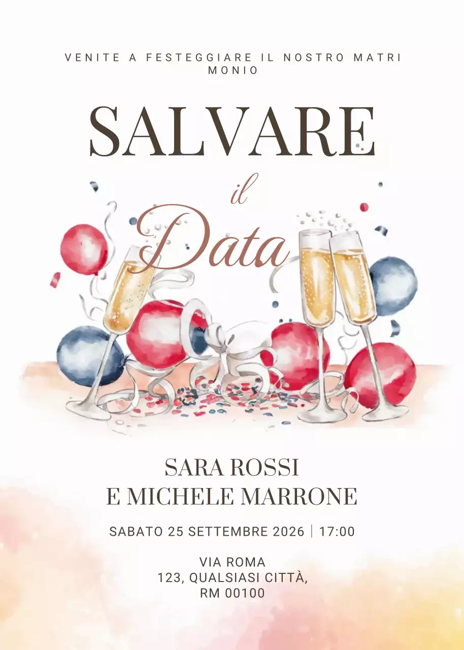 Invito a nozze elegante rosso