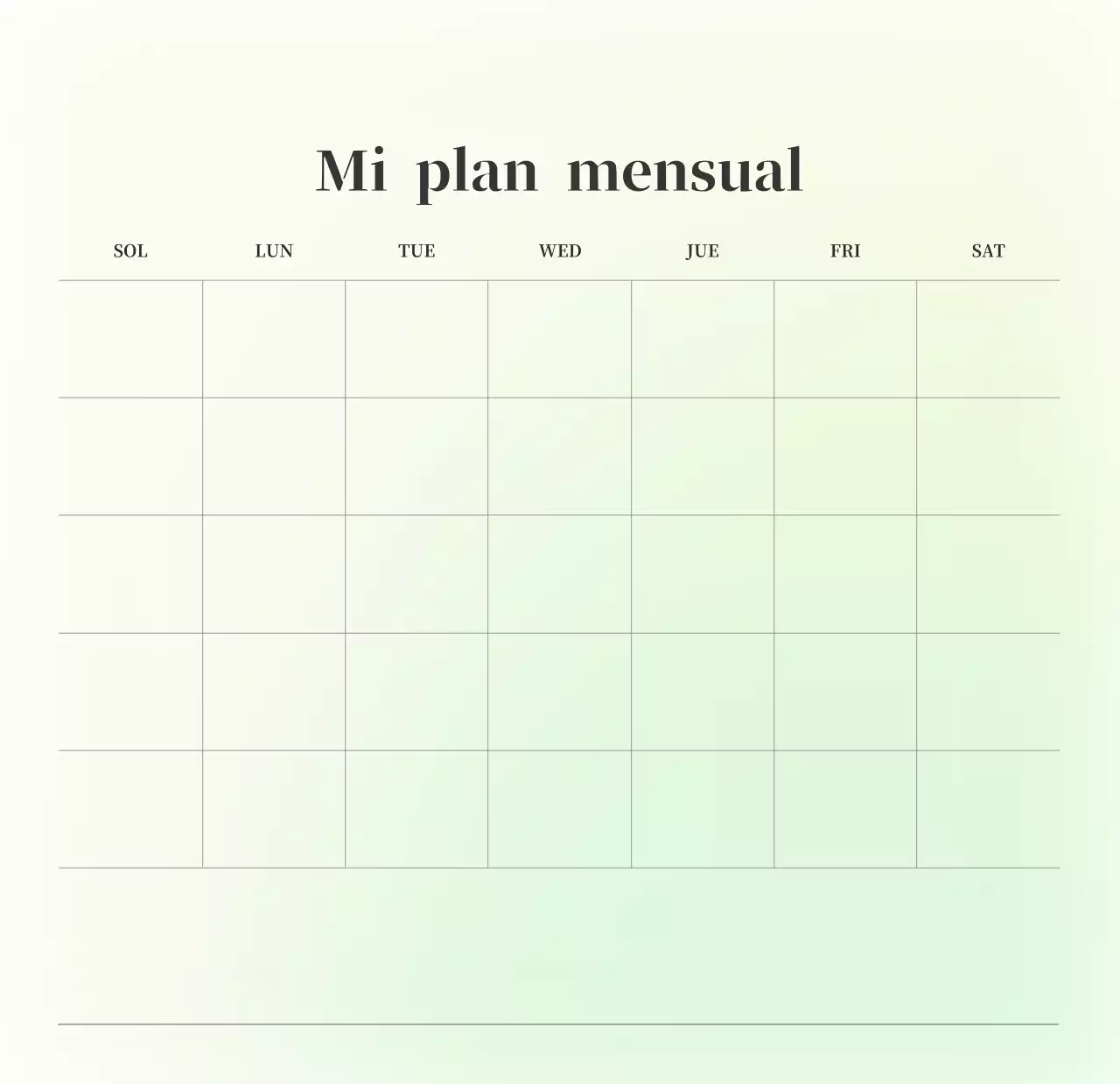 Calendario minimalista degradado