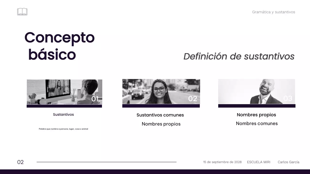 Material profesional minimalista para la clase de gramática de 1º de primaria