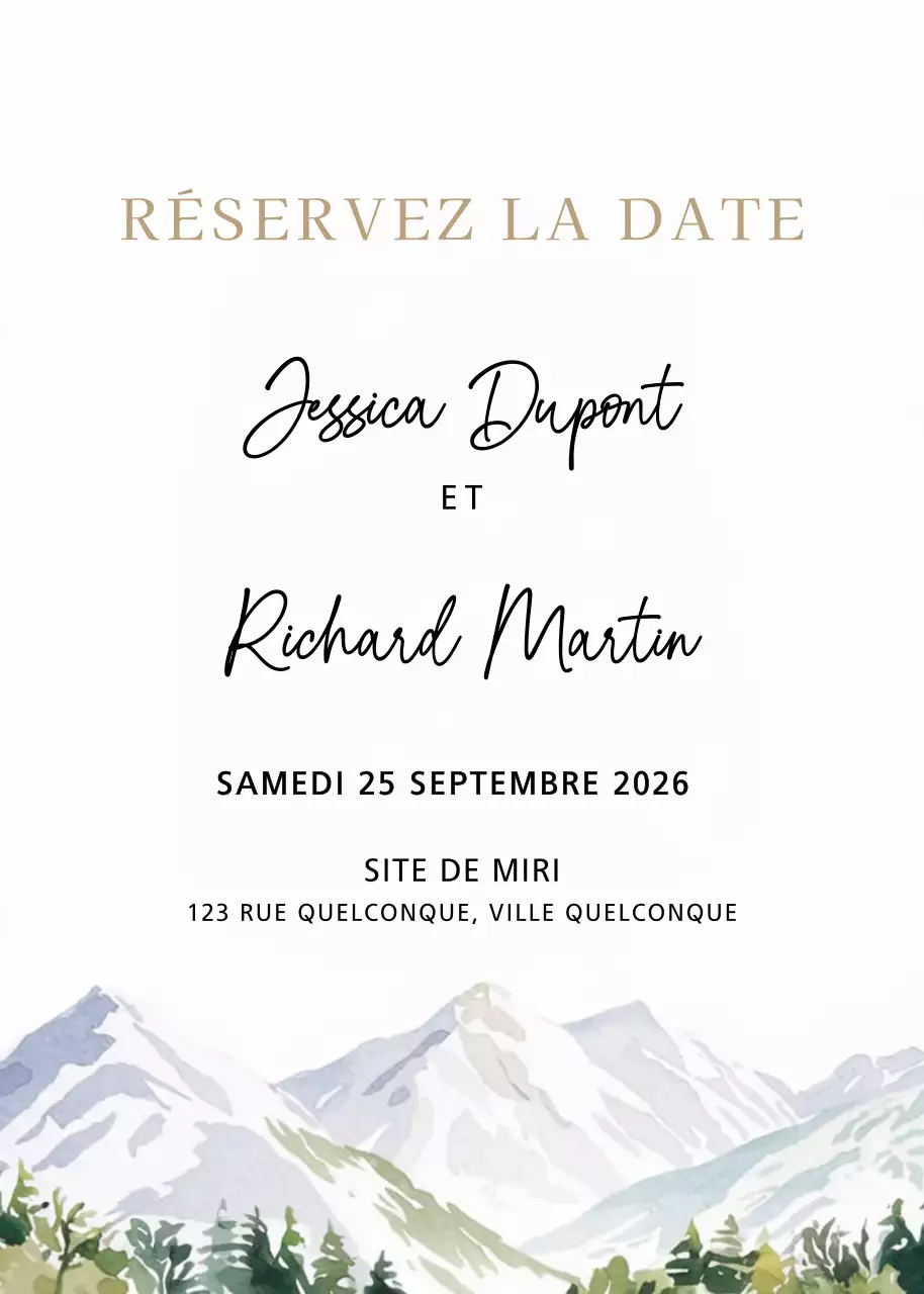 Invitation de mariage beige et élégante