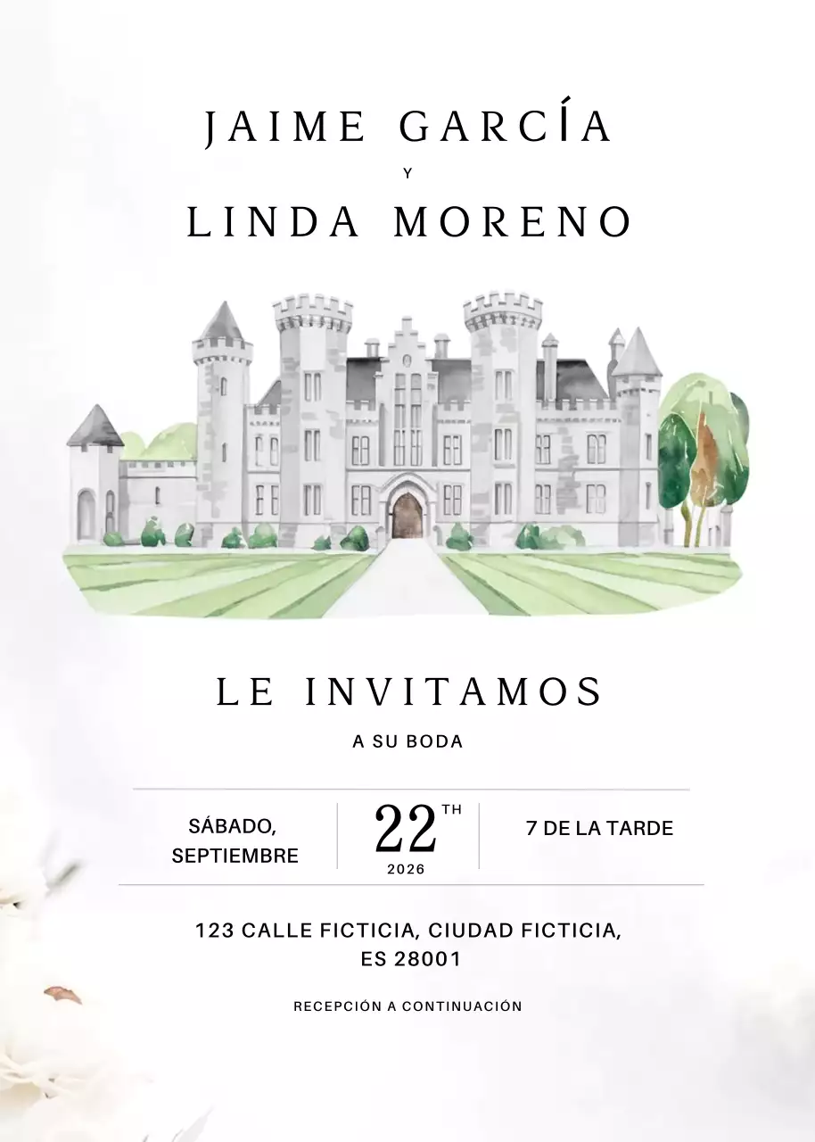 Invitación de boda blanca y elegante
