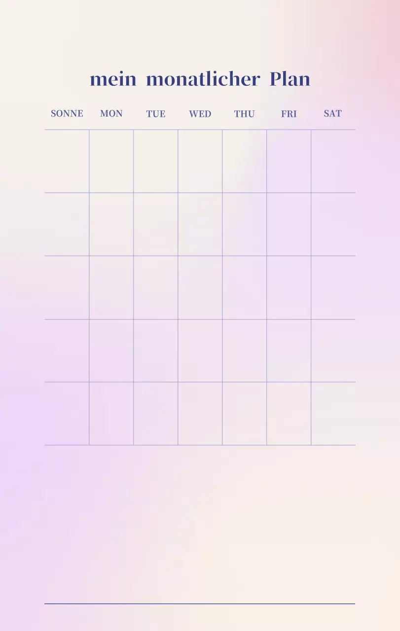 Minimalistischer Kalender mit Farbverlauf