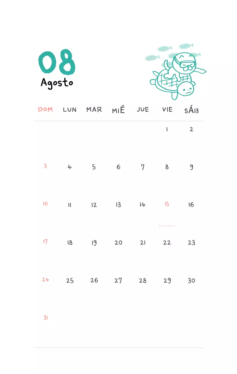 Calendario diario en marfil