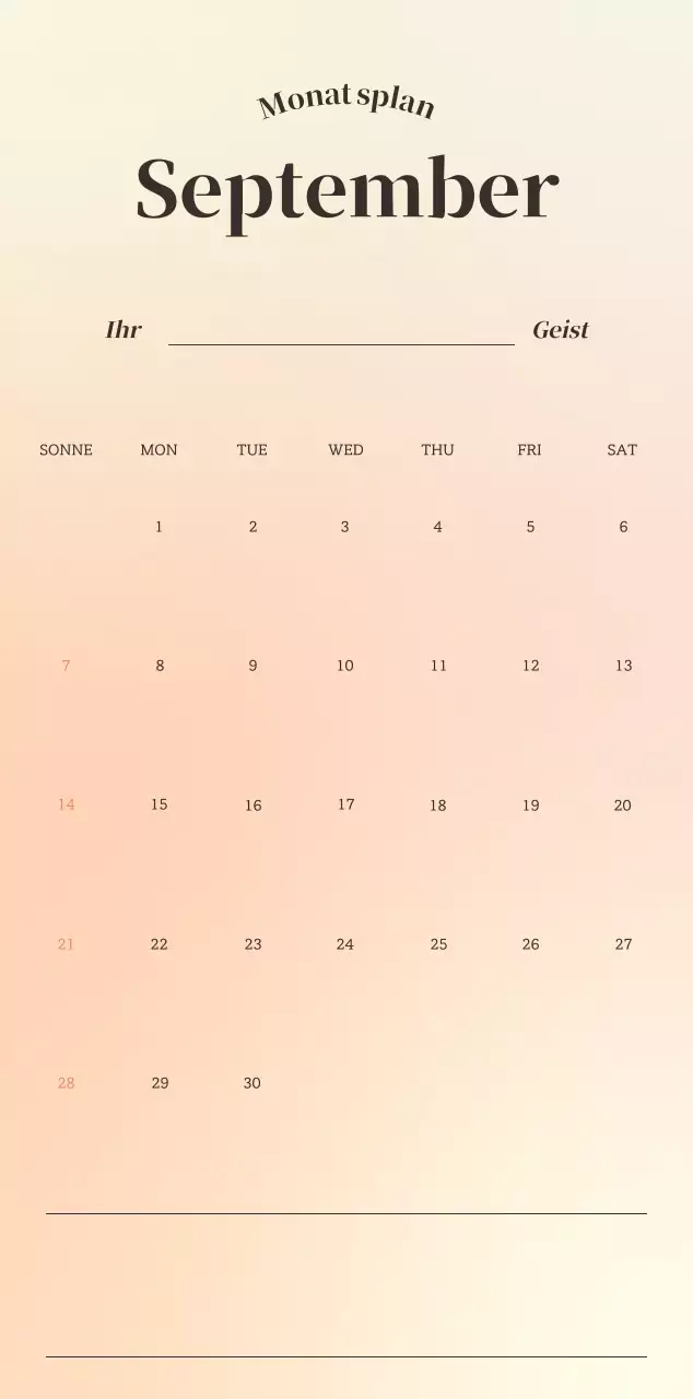 Minimalistischer Kalender mit Farbverlauf