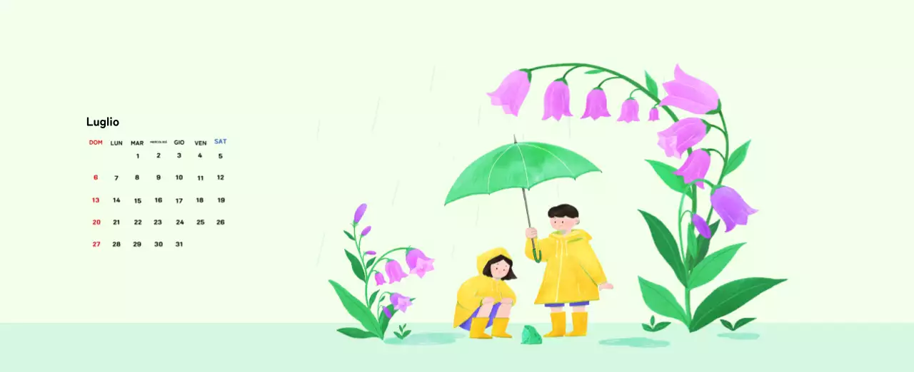 Calendario di Capodanno con una calda illustrazione