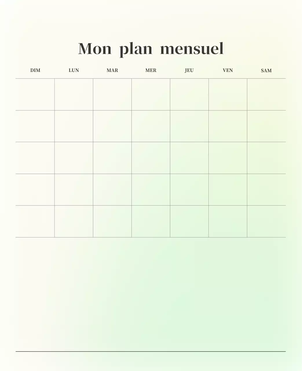 Calendrier minimaliste dégradé