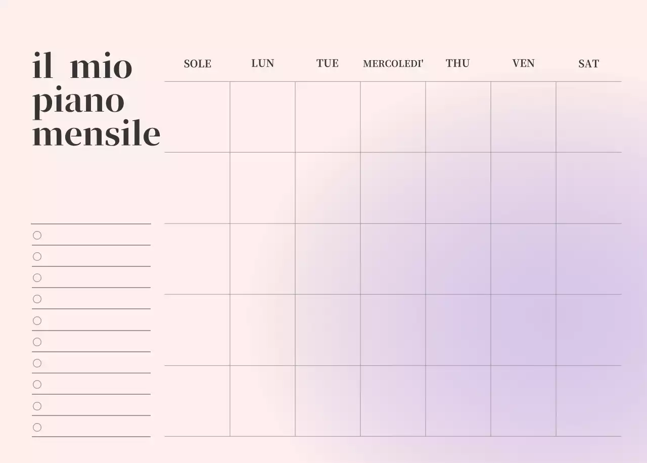 Calendario minimalista a gradi