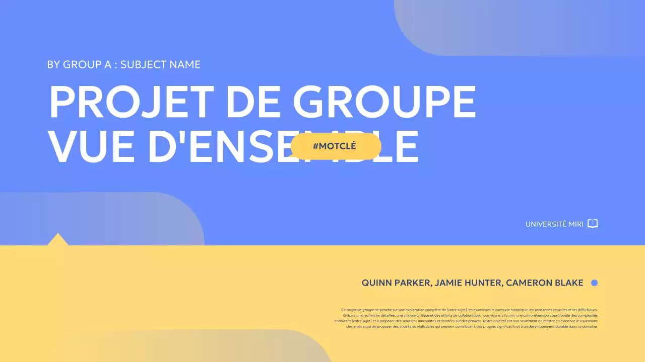 rapport de projet de groupe blue modern