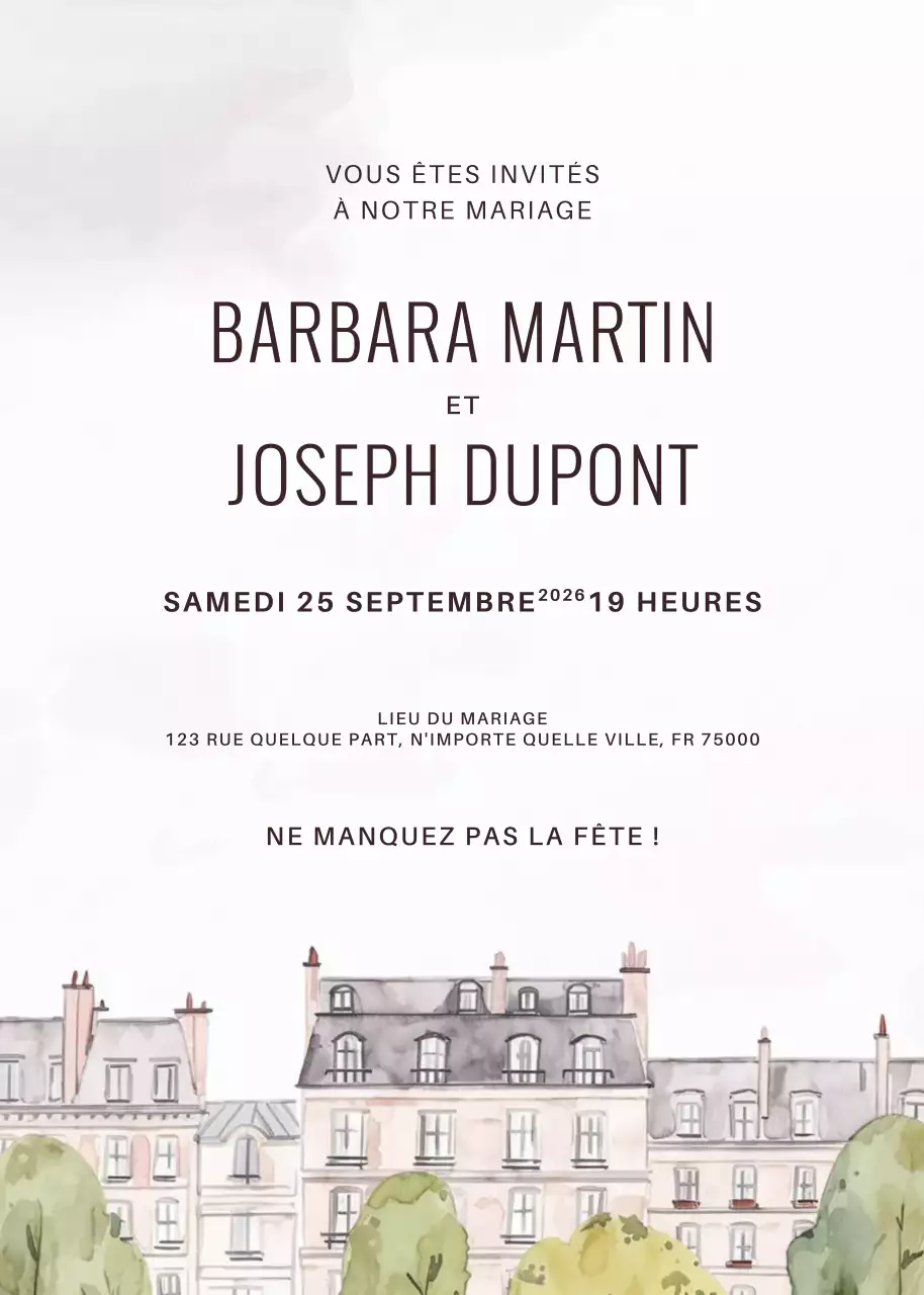 Invitation de mariage beige et élégante