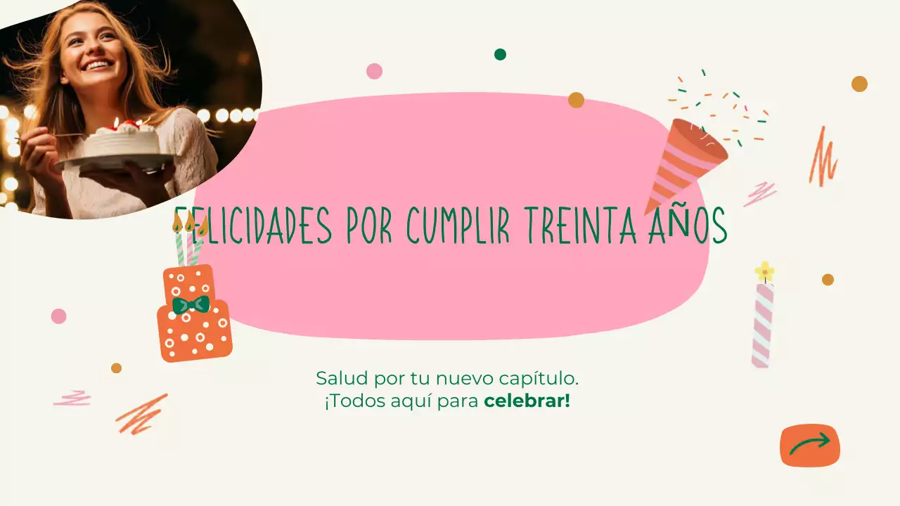 Presentación lúdica verde de feliz cumpleaños