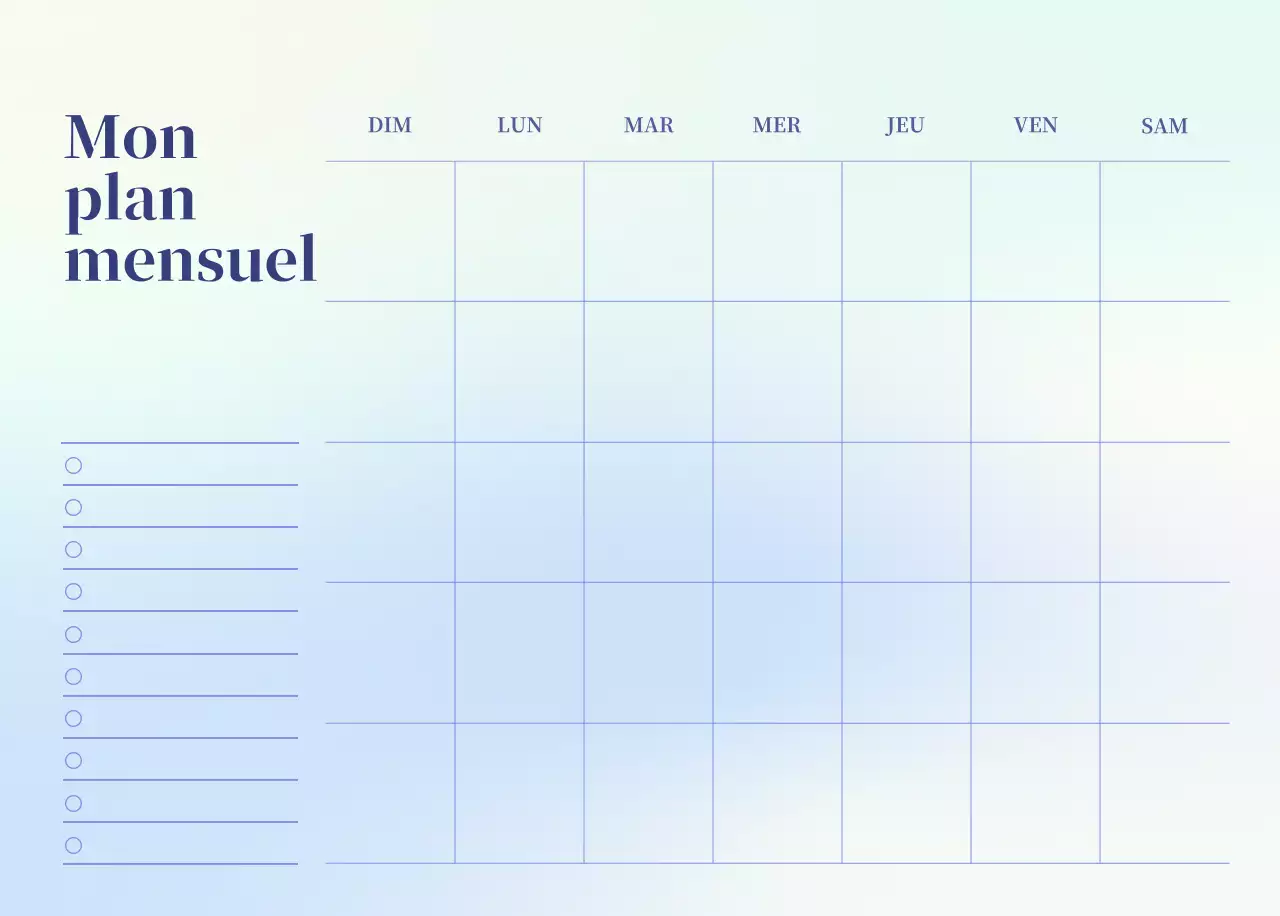 Calendrier minimaliste dégradé