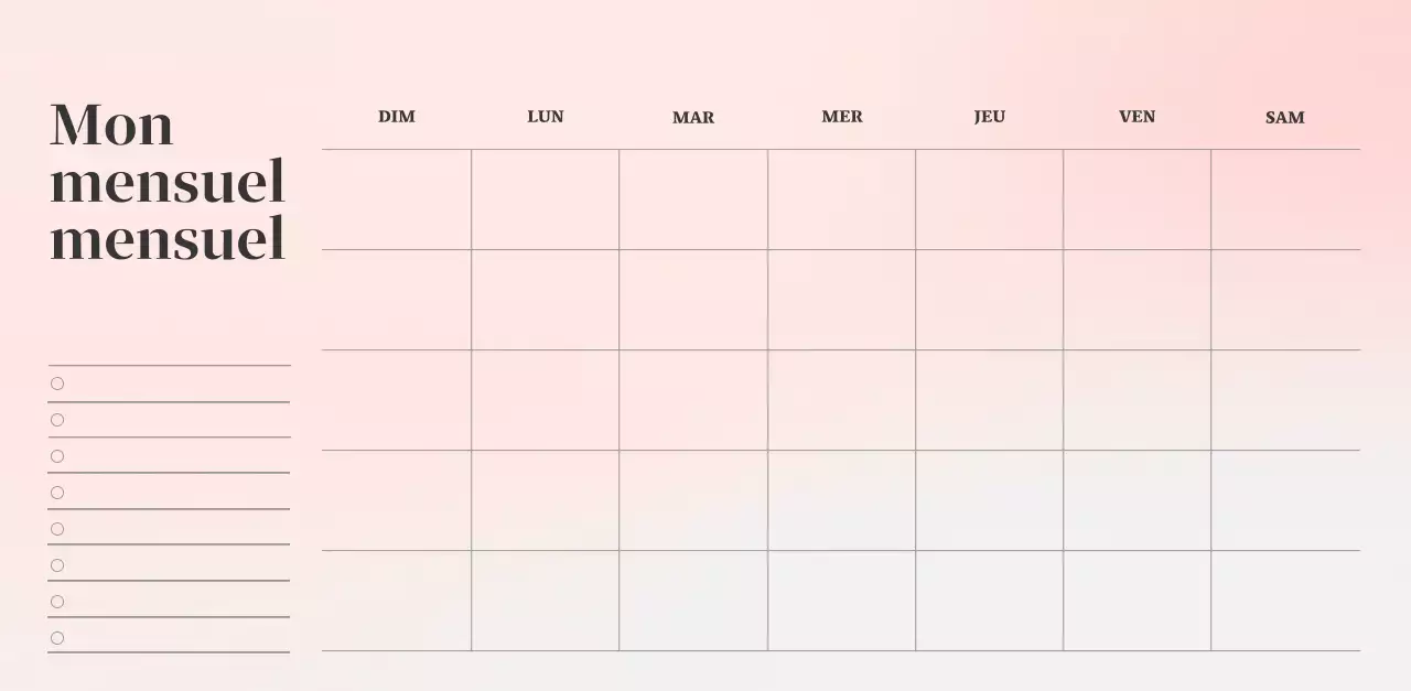 Calendrier minimaliste dégradé