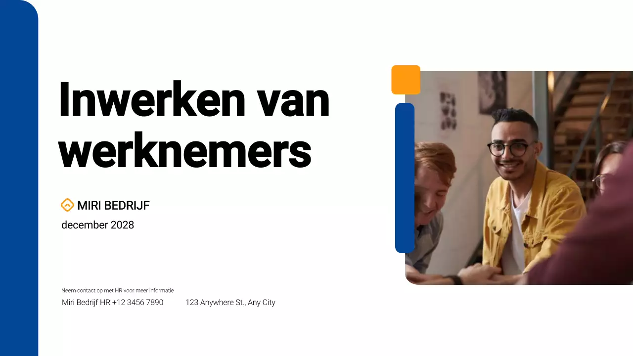 eenvoudig modern blauw inwerken van werknemers