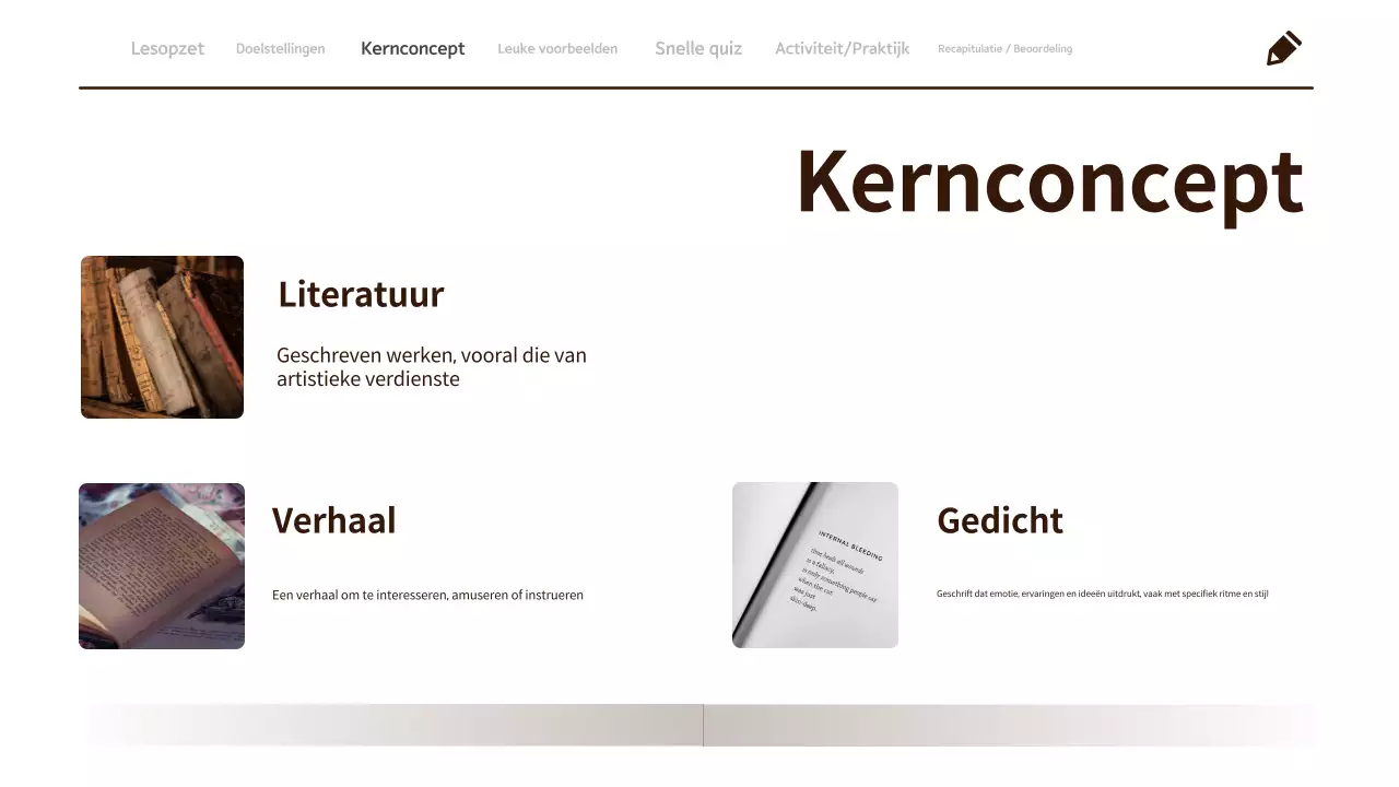 Minimalistisch, schoon 3e graads lesmateriaal voor taal en literatuur