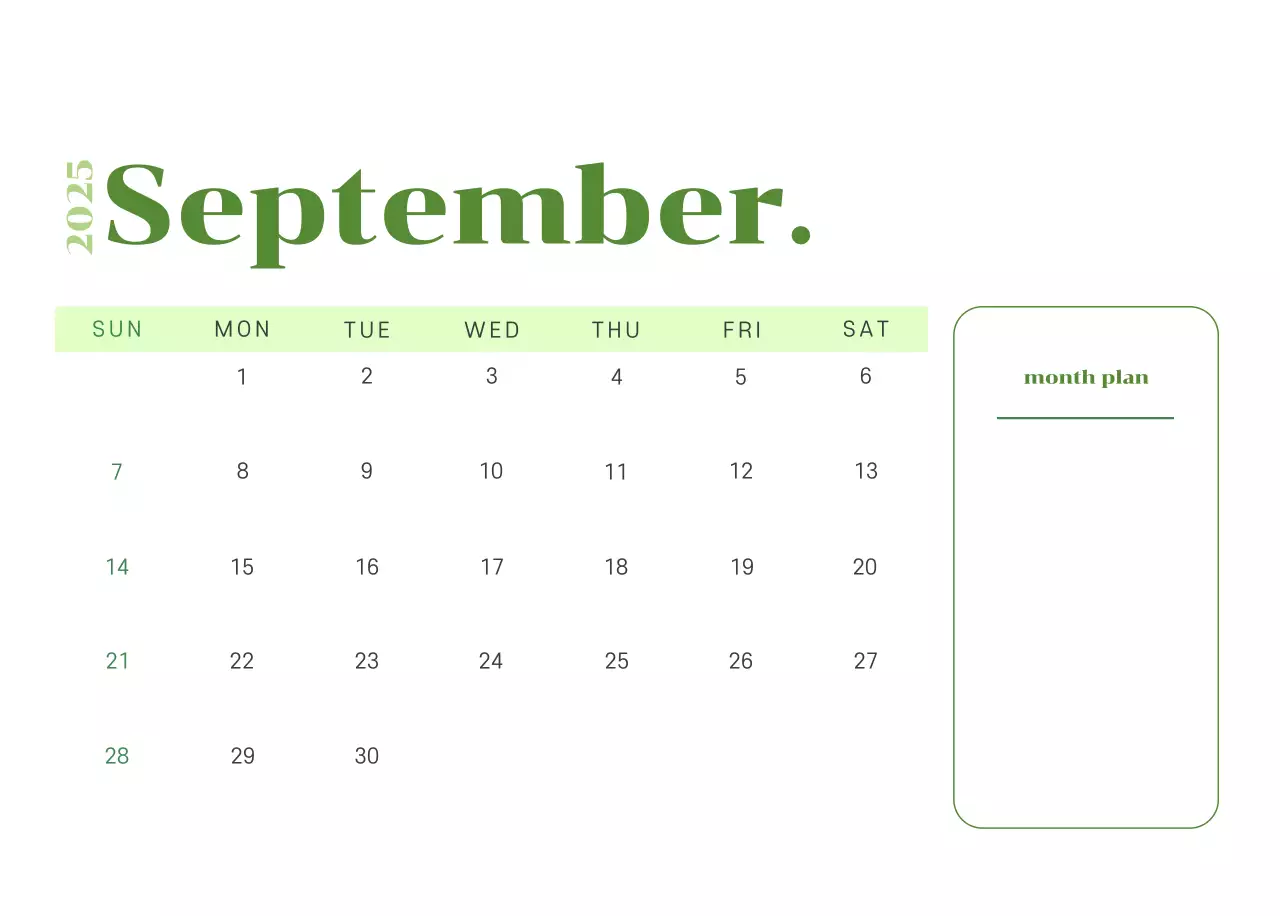 Calendar with youth illustrations on a yellow-green background