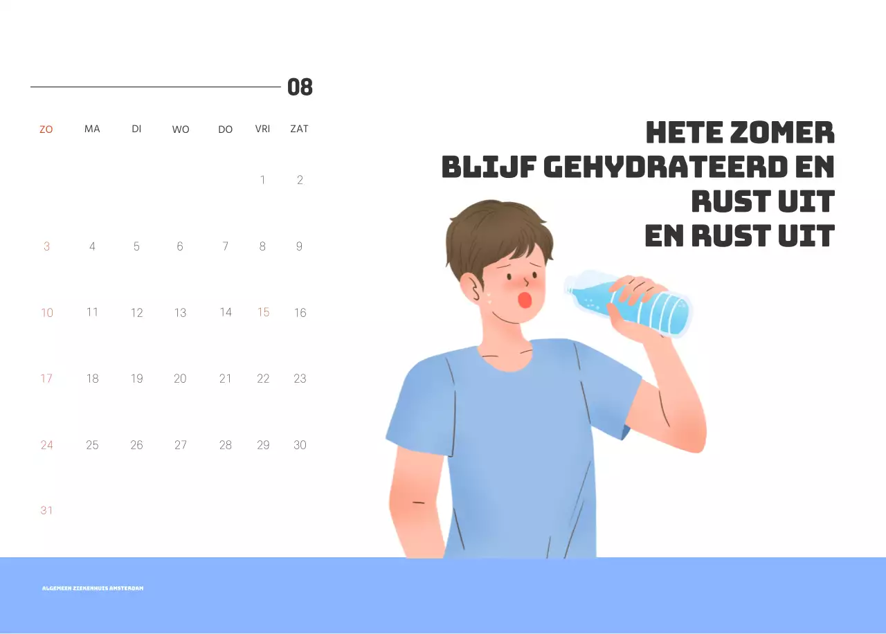 Een feestelijk ziekenhuis met illustraties met gezondheids- en gezinsthema's en kleurrijke accenten