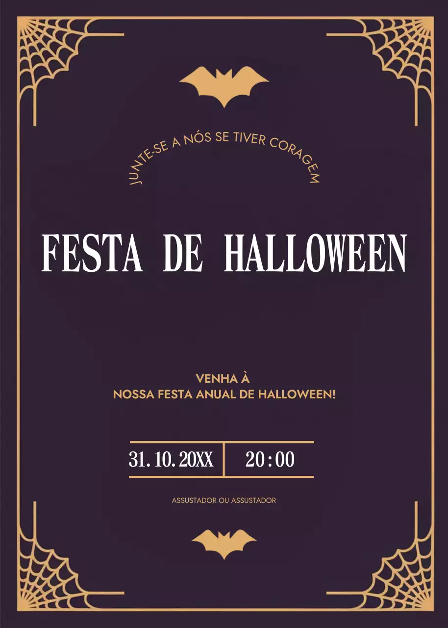 convite de Halloween gótico preto