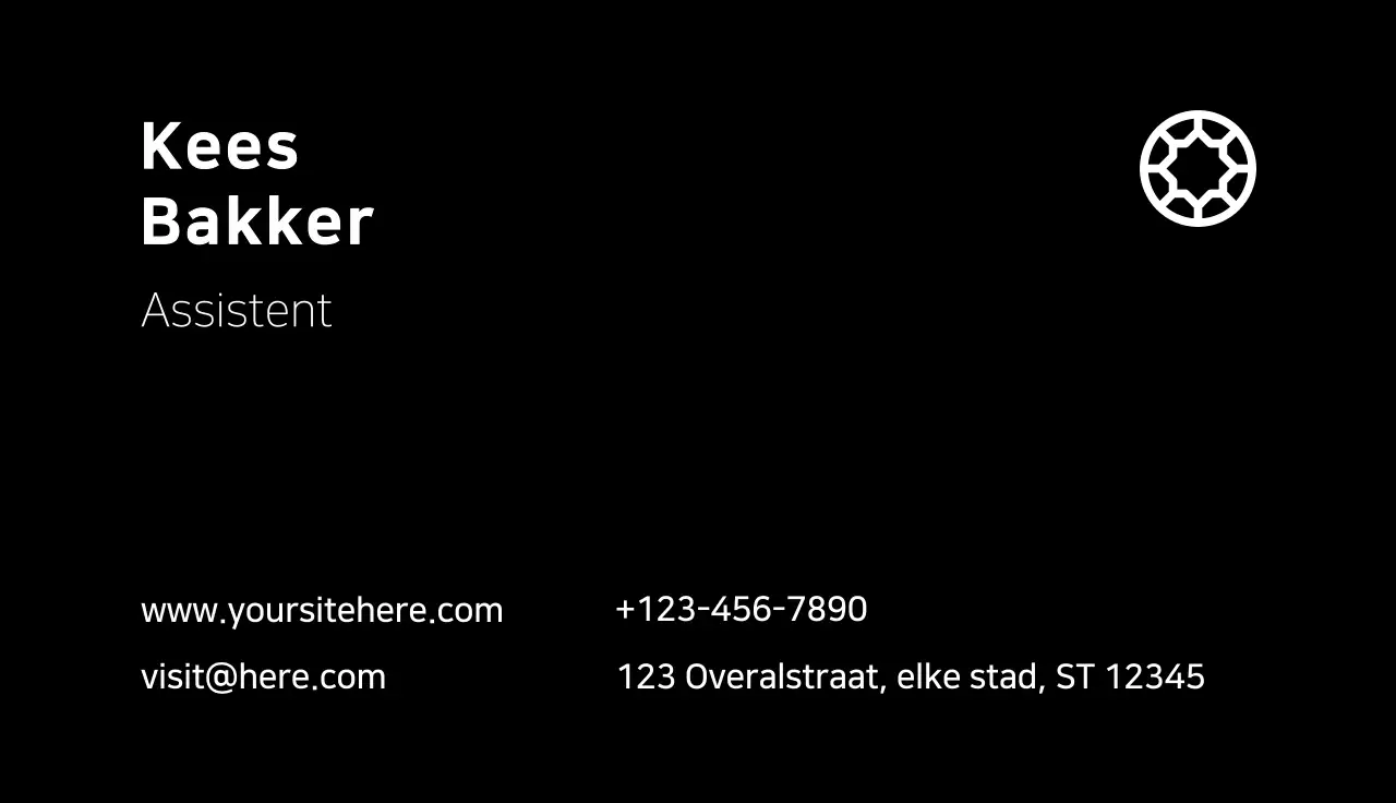 zwart minimalistisch visitekaartje