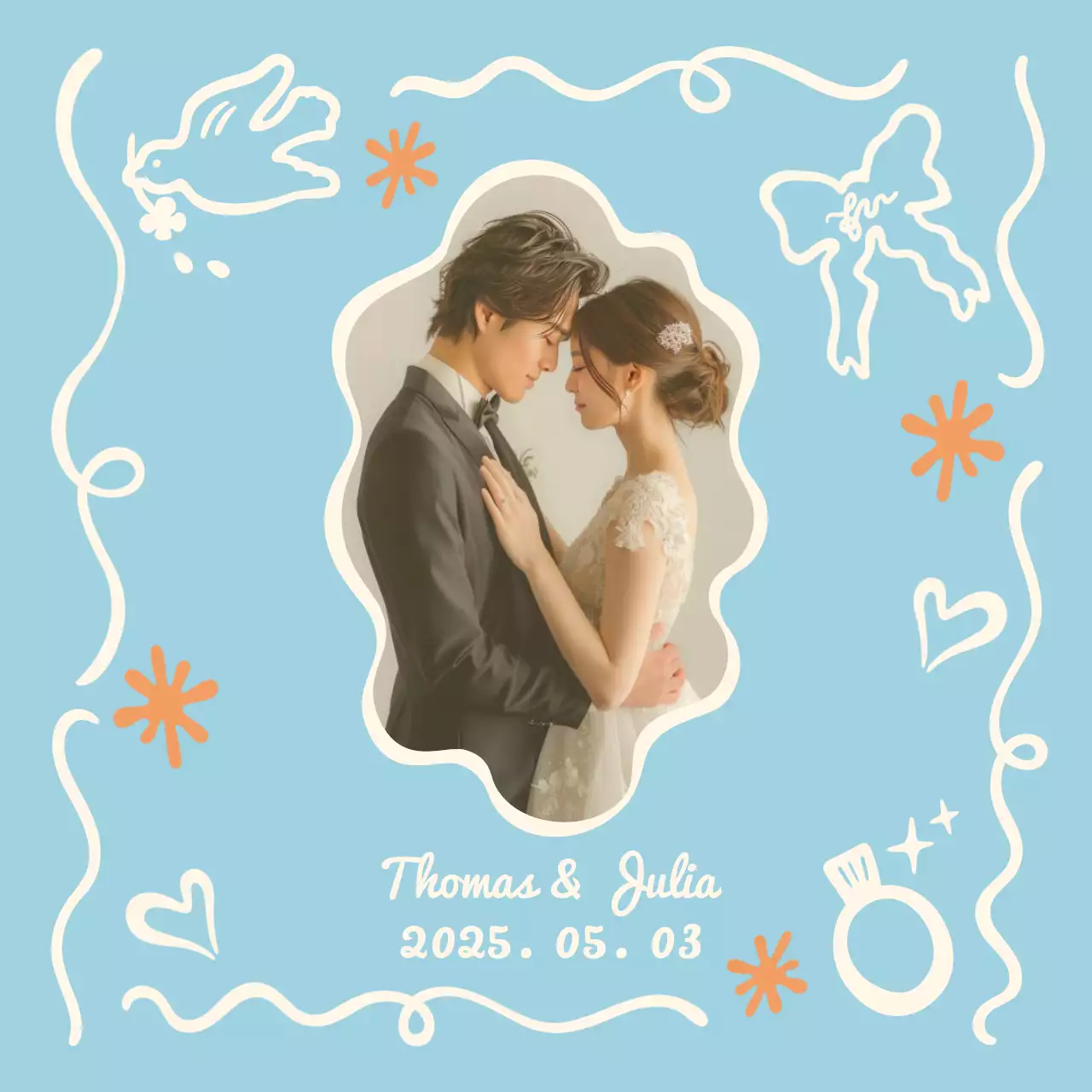 Hübsche Hochzeitseinladung in Hellblau