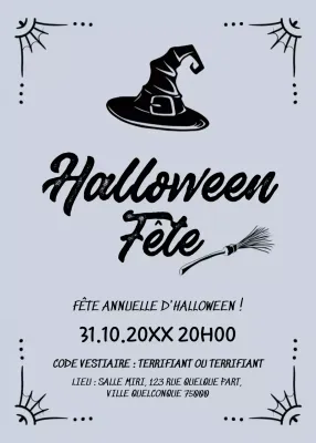Invitation à Halloween en noir et gris style rétro