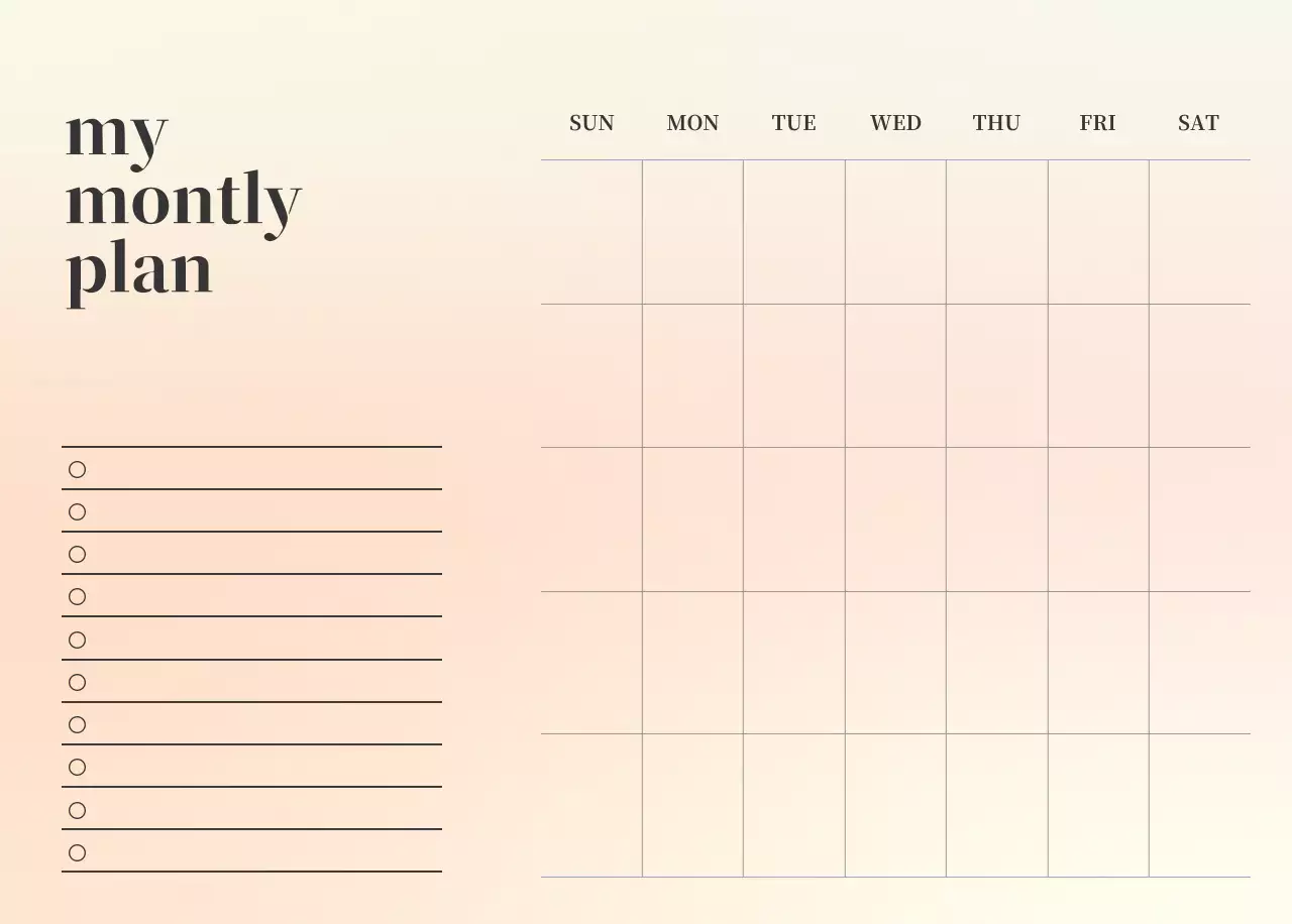 Gradient Minimalist Calendar