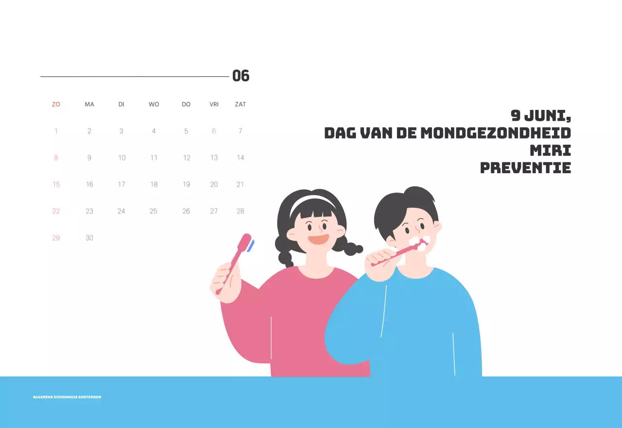 Een feestelijk ziekenhuis met illustraties met gezondheids- en gezinsthema's en kleurrijke accenten