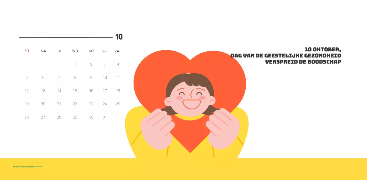 Een feestelijk ziekenhuis met illustraties met gezondheids- en gezinsthema's en kleurrijke accenten