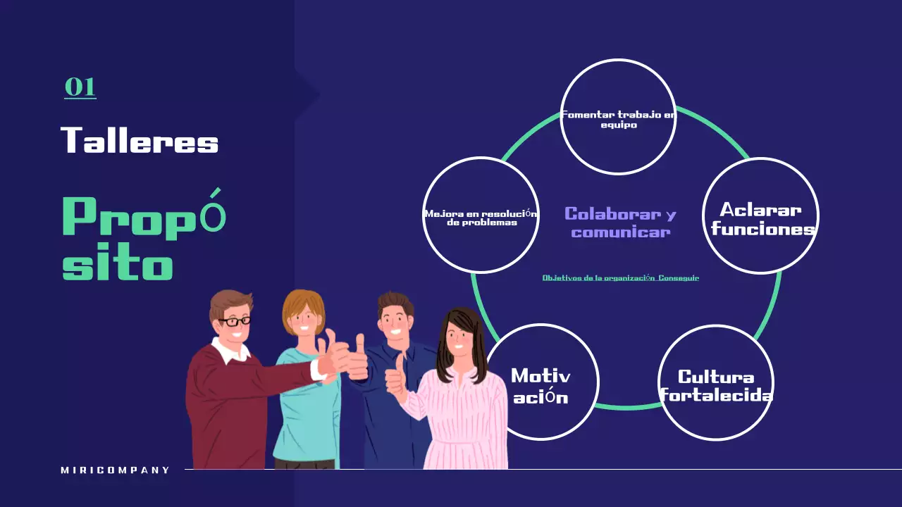 Propuesta de taller sencillo en azul marino y verde