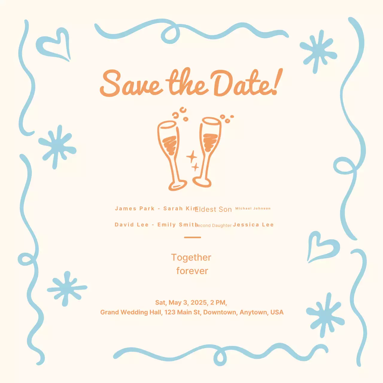 Convite de casamento giro em azul claro