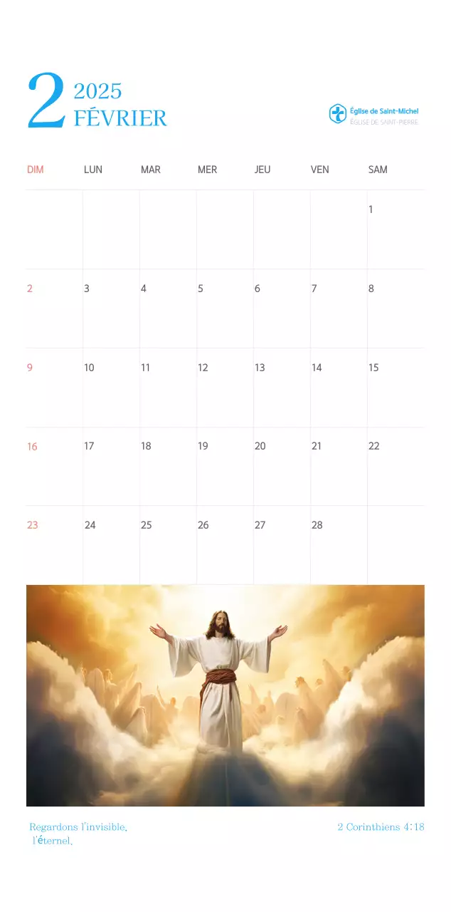 Calendrier d'église moderne bleu