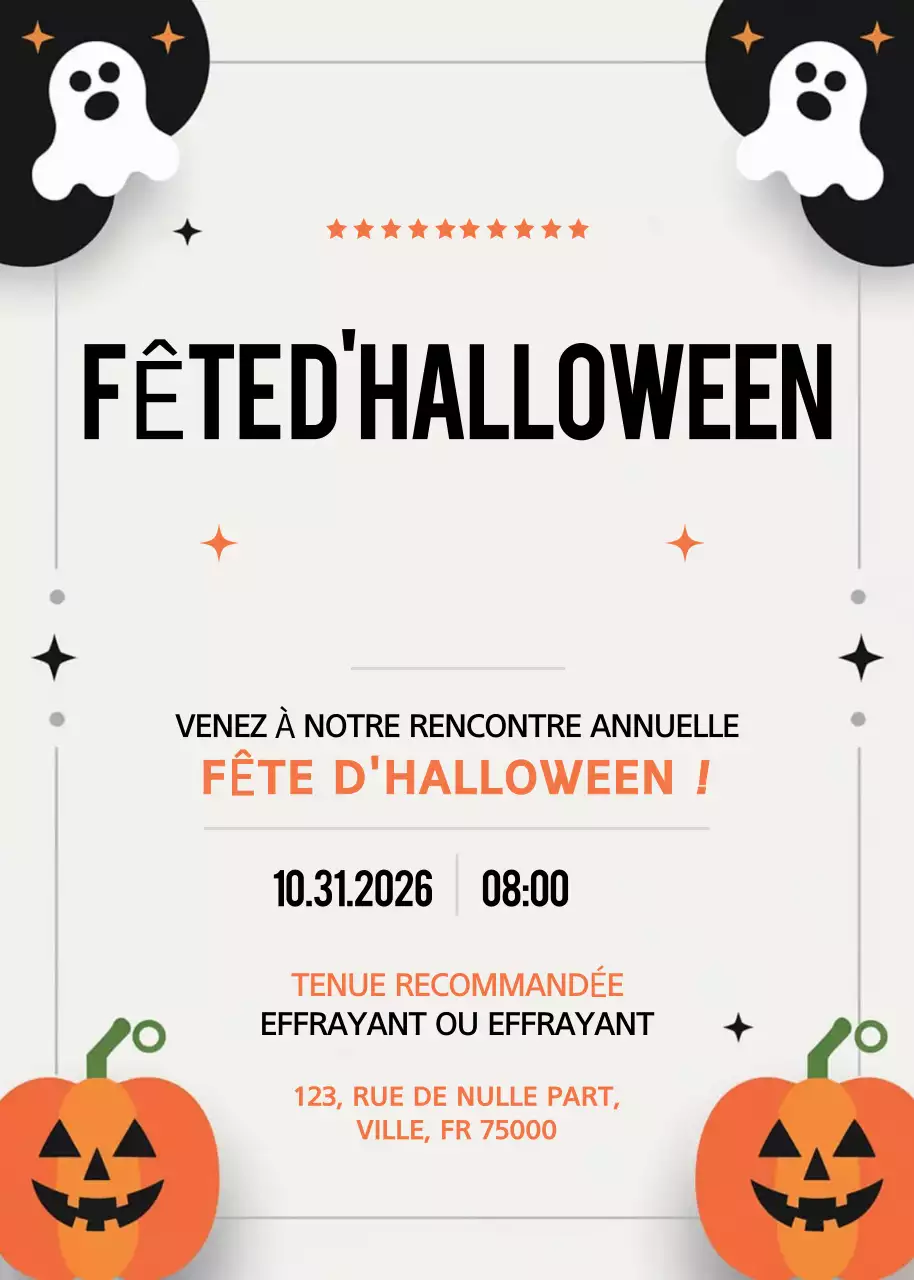 Invitation rétro orange pour Halloween