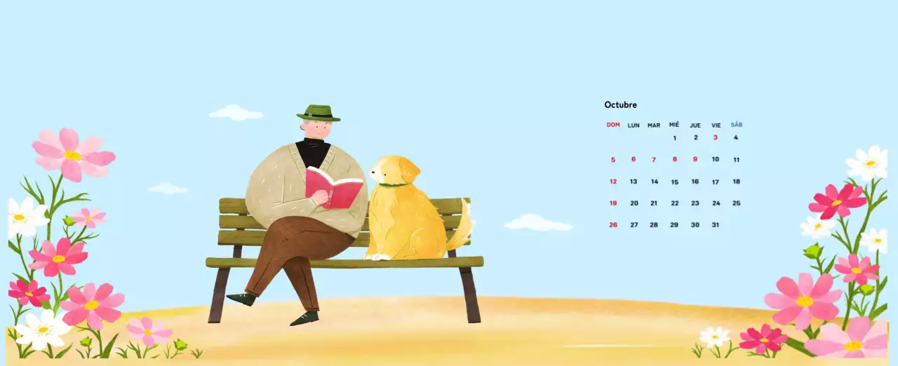 Calendario de Año Nuevo con cálidas ilustraciones