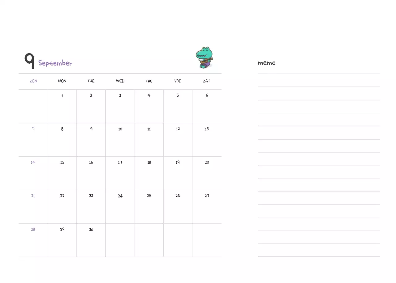Een kalender met een schattig Ago-illustratieconcept