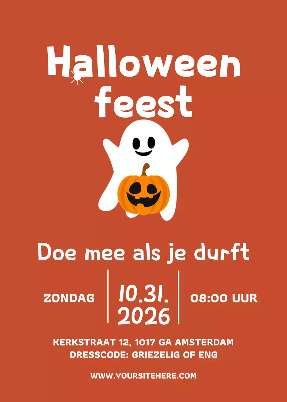 Oranje Retro Halloween Uitnodiging