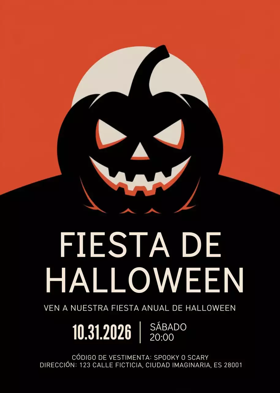 Invitación de Halloween retro naranja