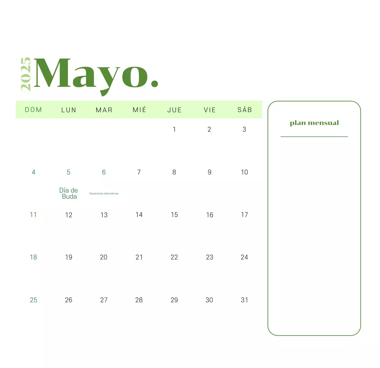 Calendario con ilustraciones juveniles sobre fondo amarillo verdoso