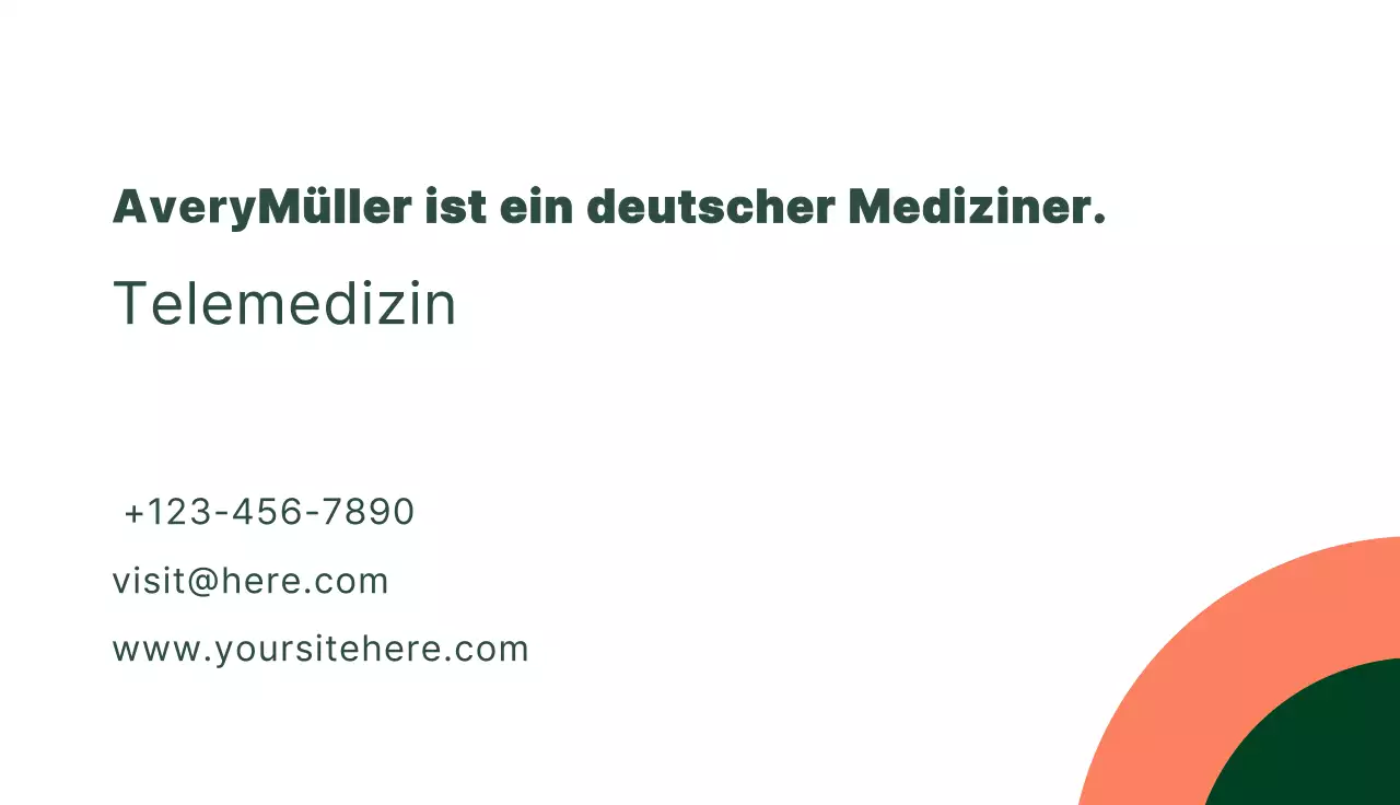 grüne minimalistische telemedizinische Visitenkarte