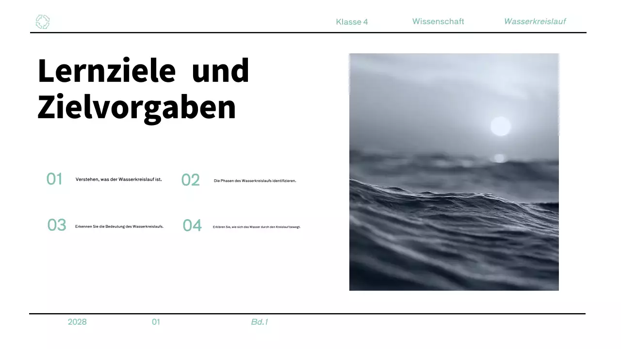 Minimalistisches blaues Unterrichtsmaterial für die 4. Klasse