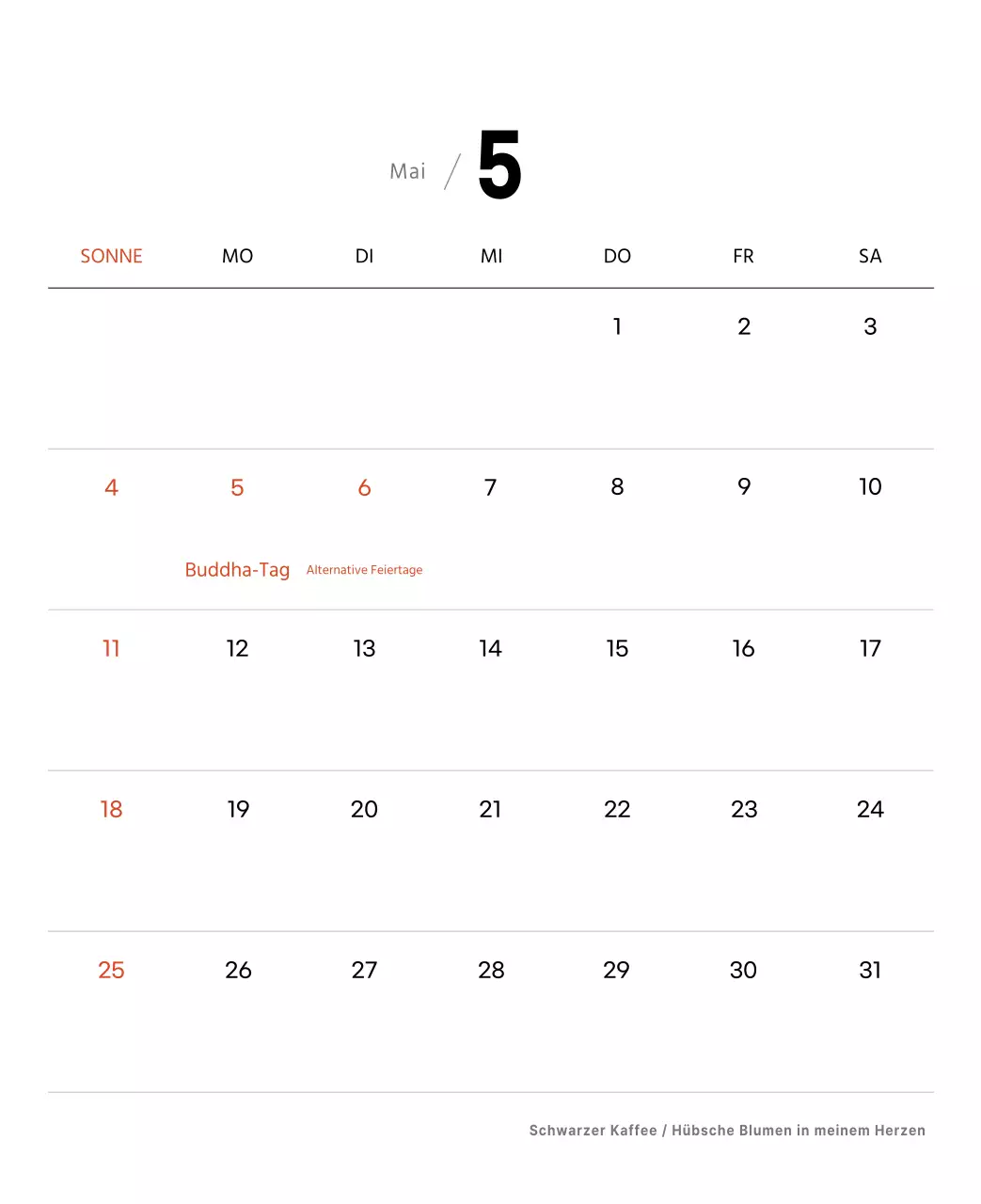 Einfacher Kaffee-Foto-Tischkalender für Cafés in Weißtönen