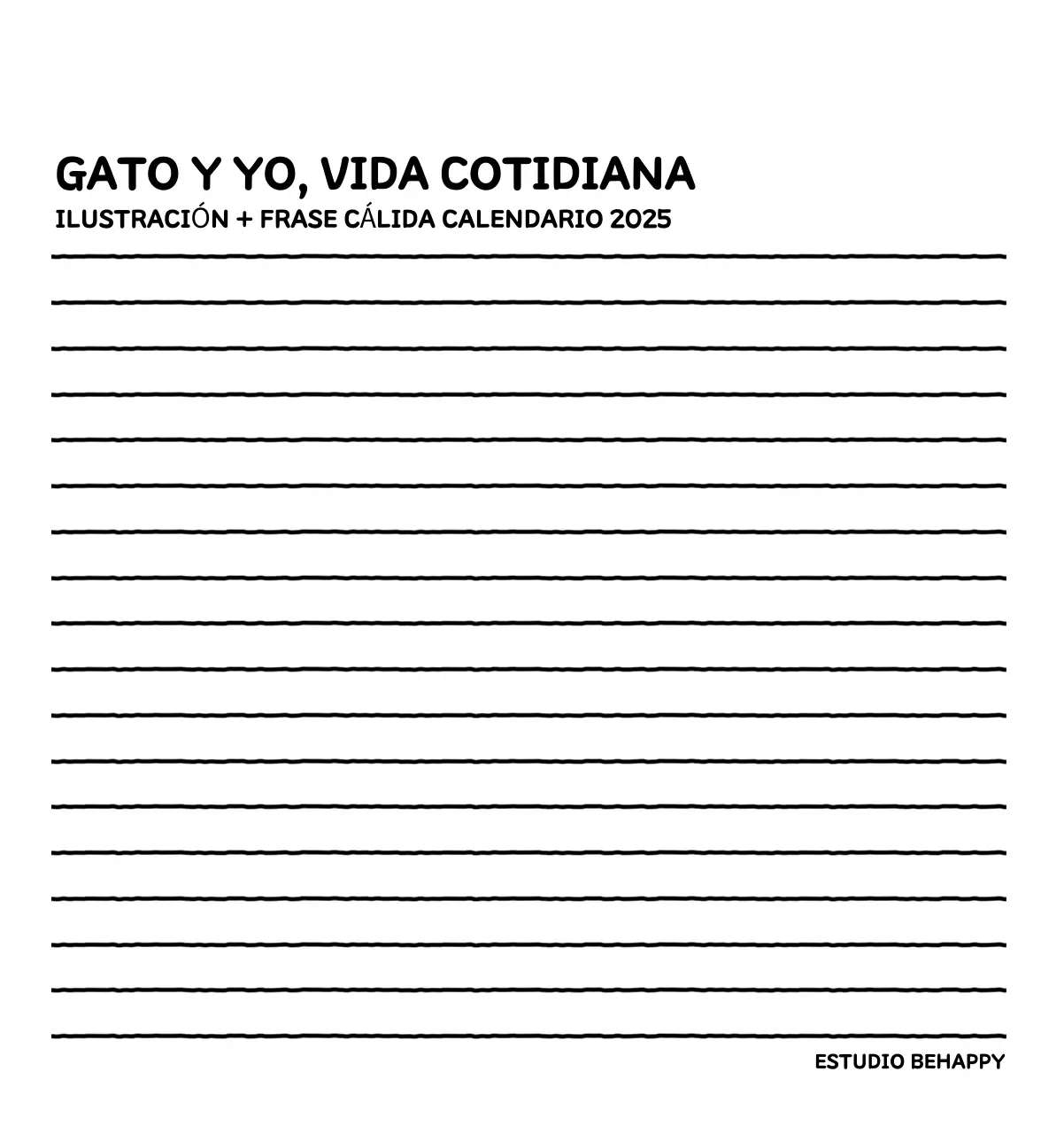 Calendario ilustrado con un bonito estilo de líneas